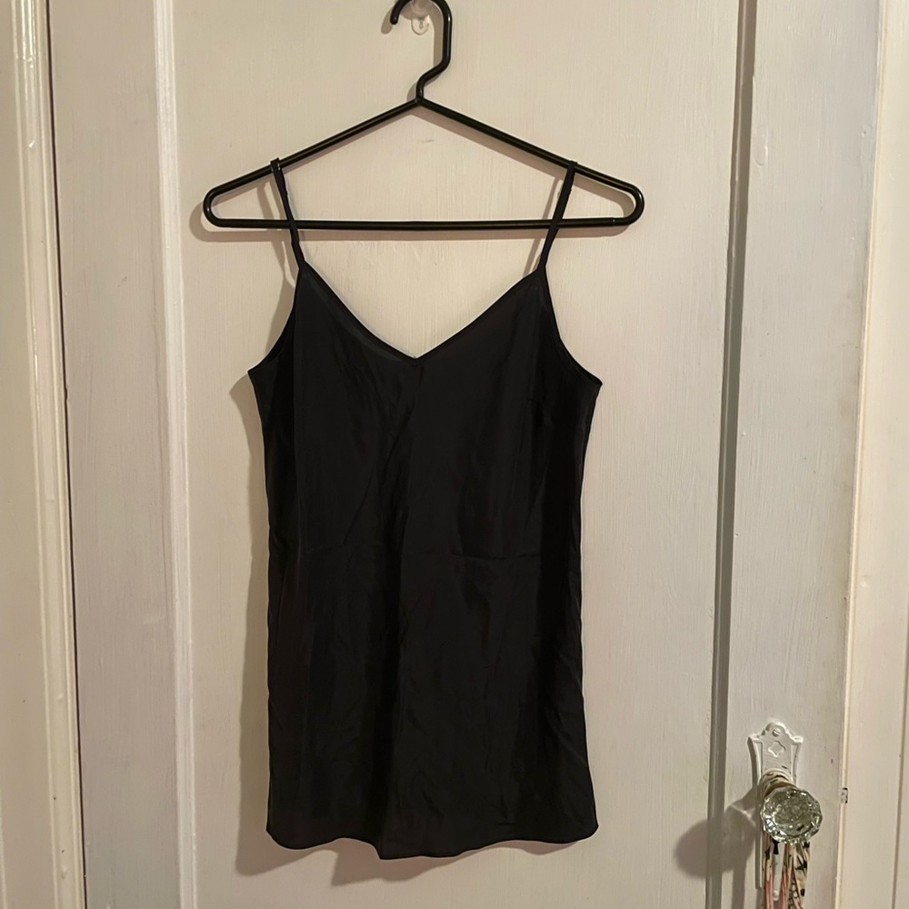 J. Crew 100% Silk Adjustable Spaghetti Strap Black Camisole Tank Sz. XS